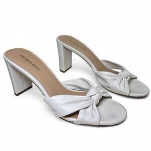 VERONICA BEARD Ganita Knotted Leather Slide Sandals, White/Cream